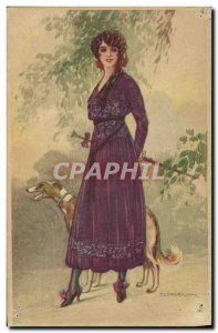 Postcard Old Dog Dogs Greyhound Female