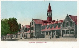 Postcard Antique Hand Tinted  View of Union Depot in Ogden, UT.         S7