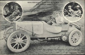 Auto Racing Cars Panhard & Levassor FARMAN Cissac Heath 1908 Grand Prix Postcard