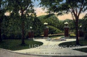 Entrance to Union Park - Des Moines, Iowa IA  