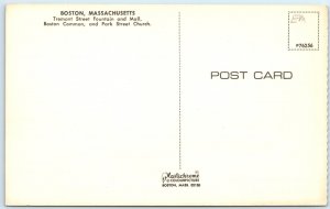c1970s Boston, MA Greetings Tremont St Mall Downtown PC Fountain Park Crowd A266