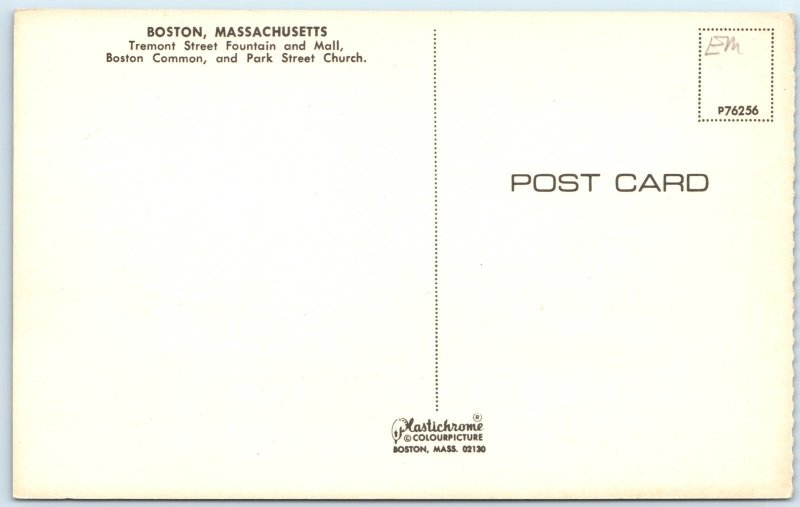 c1970s Boston, MA Greetings Tremont St Mall Downtown PC Fountain Park Crowd A266