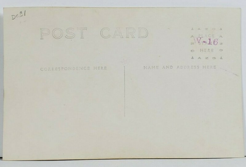 RPPC Stern Looking Woman Large Hat Masked Border Real Photo Postcard P9