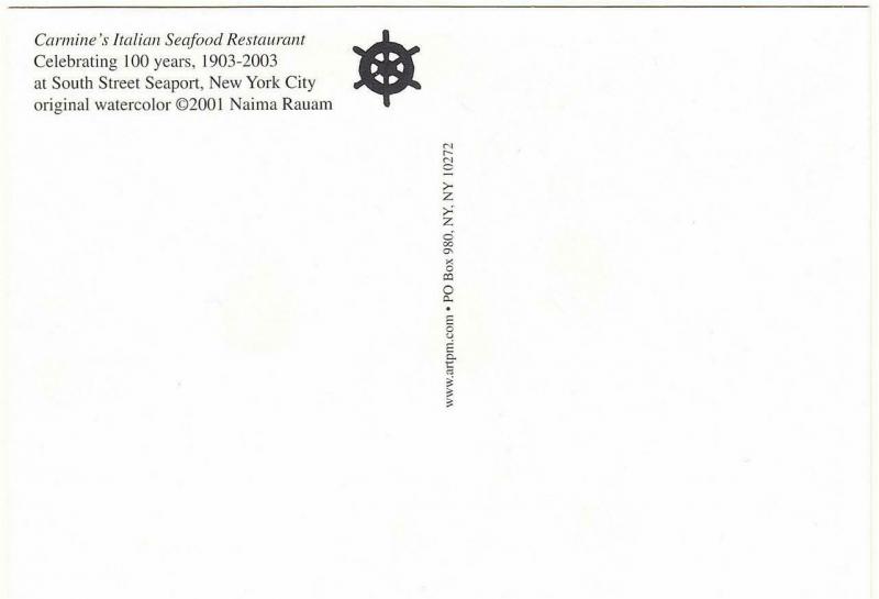 Carmine's Italian Seafood Restaurant by Naima Rauam New York City Art Postcard