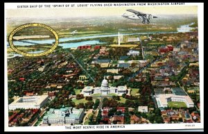 1940s Flight Over Washington Airport Washington DC Advertising Postcard