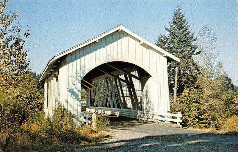 HANNAH COVERED BRIDGE Thomas Creek, Linn Co, Oregon c1950s Vintage Postcard