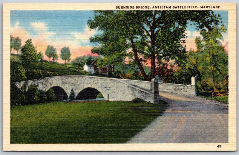 Vtg Sharpsburg Maryland MD Burnside Bridge Antietam Battlefield Postcard