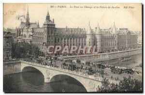 Postcard Old Bridge in Paris Change and the Palace of Justice