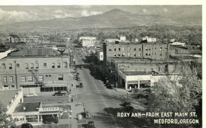 Aerial RPPC View of Roxy Ann from East Main Street in Medford, OR. Postcard
