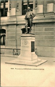 Stephen Girard Statue Philadelphia Pennsylvania PA UNP Unused DB Postcard D9