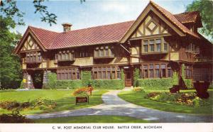 Battle Creek Michigan~C. W. Post (Cereal) Memorial Club House~1954 Postcard