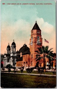 Post Office Saint Joseph Church San Jose California CA Grounds Building Postcard