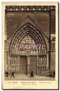 Old Postcard Paris church Notre Dame Left Portal Portal of the Virgin