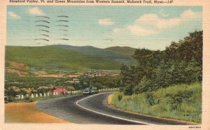 Vintage Postcard 1955 Stamford Valley Mountains Western Summit Mohawk Trail Mass