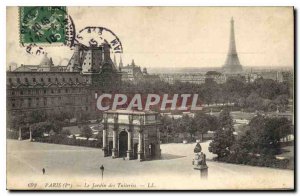 Old Postcard Paris I the Tuileries Garden Eiffel Tower