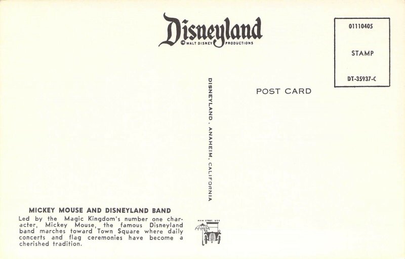 Disneyland, 01110405, Mickey Mouse and Band,Magic Kingdom, Old Postcard