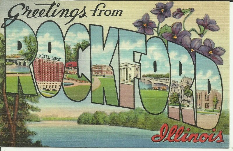 Greetings From ROCKFORD Illinois - Large Letter Greetings