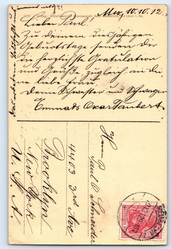 Thuringia Germany Postcard Meuselwitz S.A. Station Street c1920's Antique