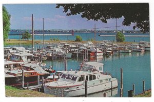 Postcard of Boats at dock, Traverse City, Michigan, VTG Chrome 