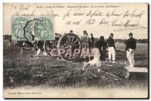 Postcard Old Army Camp Chalons Laborers strength Short Battery 1 In 155