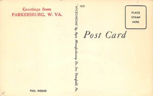 Full House Parkersburg, West Virginia, USA Cat Postcard