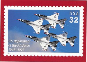 US Aircraft. unused. Thunderbirds.  5X7 Includes matching stamp #3167. Nice