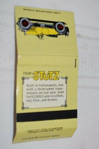 1920's Stutz Bearcat Car 30 Strike Matchbook Cover