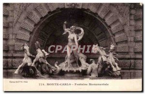 Monaco - Monte Carlo - Monumental Fountain Old Postcard