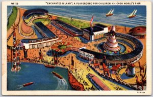 Enchanted Island Playground For Children Chicago World's Fair Diner Postcard
