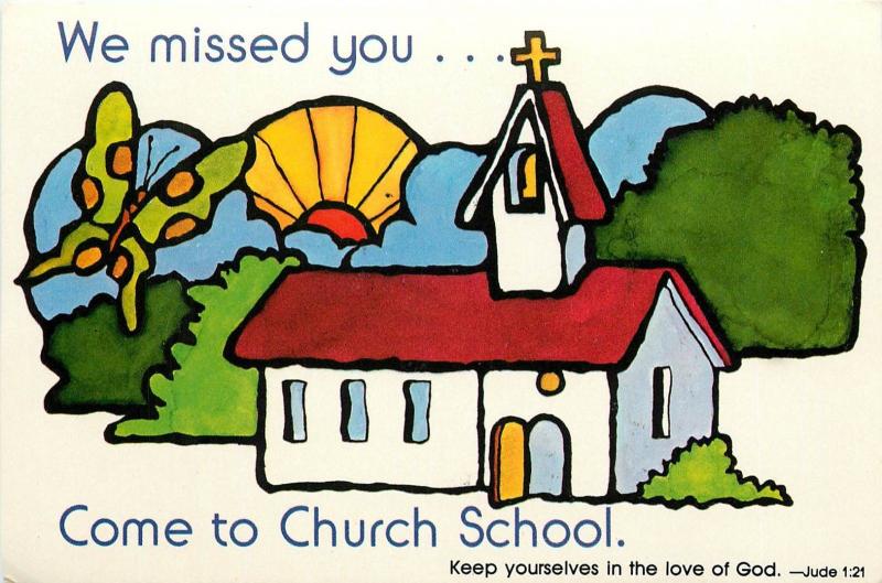 We Missed You Come to Church School Jude 1:21 Postcard