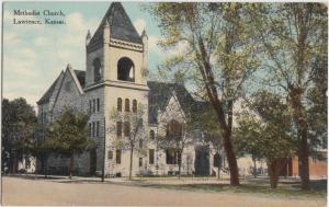 1910 LAWRENCE Kansas Kans Ks Postcard METHODIST CHURCH