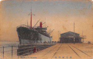 Yokohama Japan Pier Wharf Steamer Ship Vintage Postcard AA68944