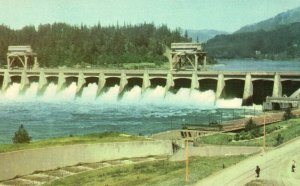 Vintage Postcard Bonneville Dam Columbia River East of Portland OR Oregon