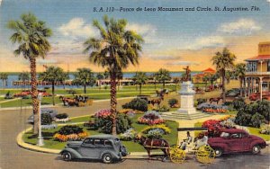 Ponce de Leon Monument and Circle St Augustine, Florida Postcard
