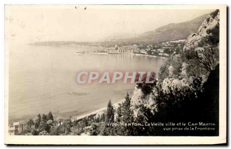 Old Postcard Menton Old Town and Cap Martin Vue Prize of the Border