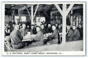 c1940 Men New Army Mess Hall National Army Camp Grant Rockford Illinois Postcard