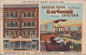 Postcard Cascade Room Aartsen's Cafeteria Detroit MI