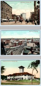 3 Postcards WINNIPEG, Manitoba Canada ~ MAIN STREET Scenes, City Park PAVILION