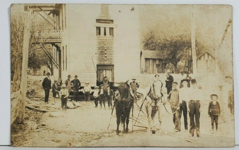 Rppc House Moving with Horses WV 1907 Runyon Family Ashland KY Photo Postcard P7