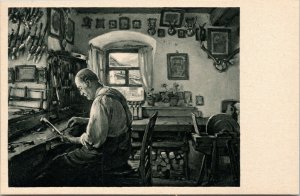 postcard Germany Bavaria - Violin Making Workshop - Mittenwald