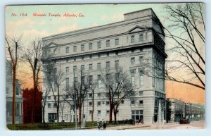 ATLANTA, GA Georgia ~ Street Scene MASONIC TEMPLE  c1910s  Postcard