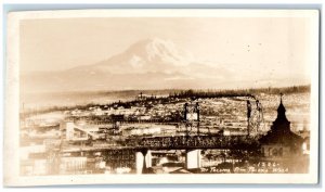 Tacoma Washington WA Postcard RPPC Photo Aerial View Mt. Tacoma c1940's Vintage