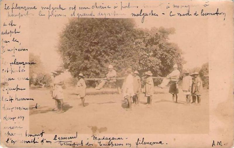 Madagascar - Transport des Européens en Filanzana, Carte Photo