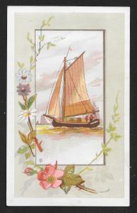 VICTORIAN TRADE CARDS (4 diff) Stock Cards Water View & Boat Edged with Flowers