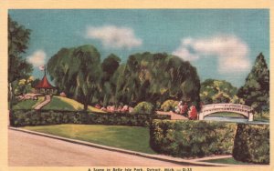 Vintage Postcard A Scene in Belle Isle Park Detroit Michigan MI Arcadia Greeting