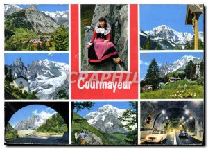 Postcard Modern Courmayeur Panorama e M Blanco