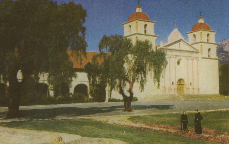 Santa Barbara Mission, CA. Calif, California Union Oil Company Postcard