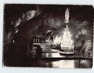 Postcard La Grotte Miraculeuse, de nuit, Lourdes, France