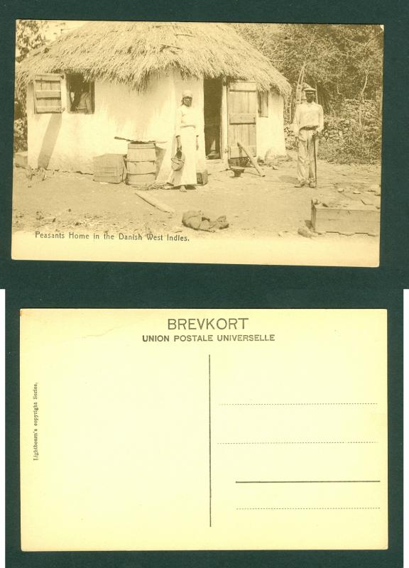 Danish West Indies. Photo Card. Peasants Home. +_ 1910. Lightbourn. See Descri