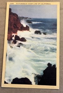 VINTAGE .01 LINEN POSTCARD UNUSED - COAST LINE OF CALIFORNIA